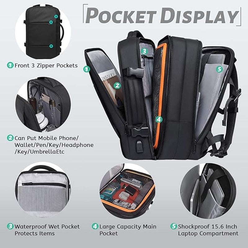 BANGE Travel Backpack Business Backpack School Expandable USB Bag Large Capacity 17.3 BANGE Travel Backpack Business Backpack School Expandable USB Bag Large Capacity 17.3